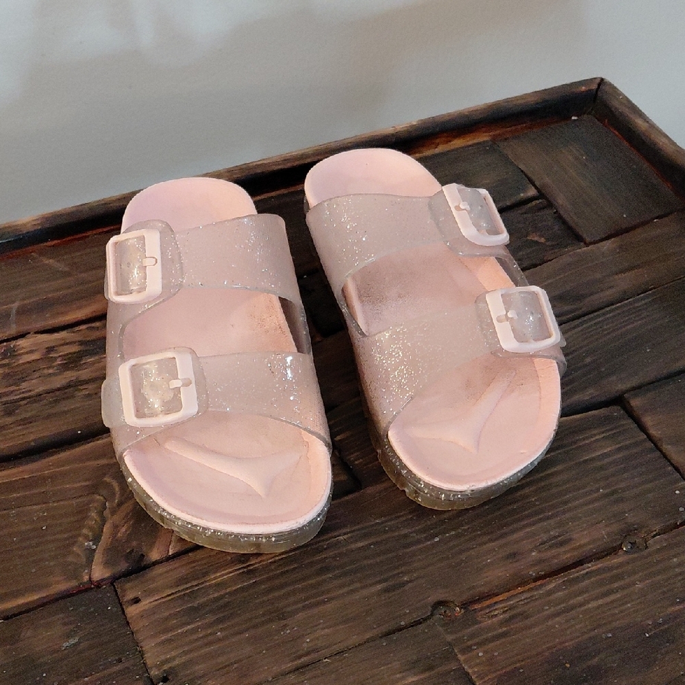 Glittery Pink Slide Sandals